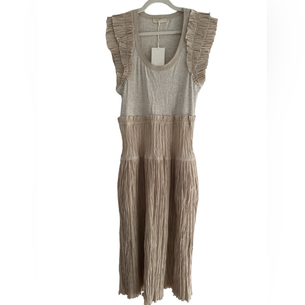 NWT Ulla Johnson Virginia Ruffled Tiered Midi-Dress Size 12 cobblestone